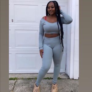 Casually cozy grey two piece pants sets